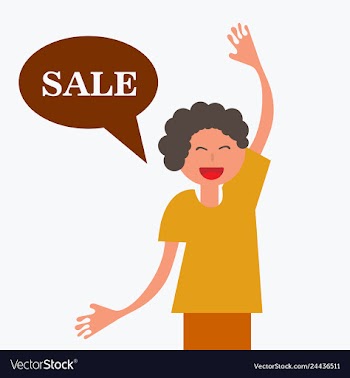 Thinking cloud with sale in flat style man with vector image