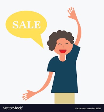 Thinking cloud with sale in flat style man with vector image