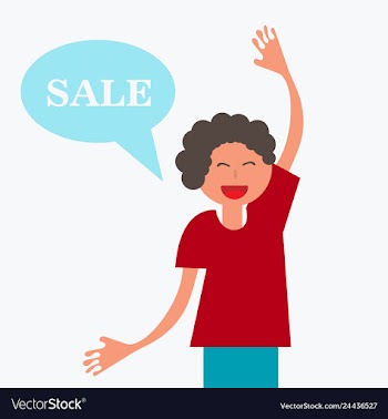 Thinking cloud with sale in flat style man with vector image