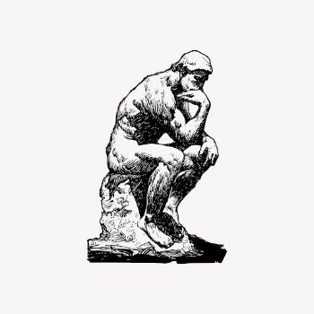 Thinking man statue drawing clipart, | Free Vector - rawpixel