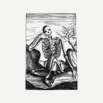 Thinking skeleton clipart, vintage illustration | Free PSD Illustration - rawpixel