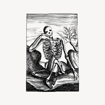 Thinking skeleton collage element, drawing | Free Vector Illustration - rawpixel