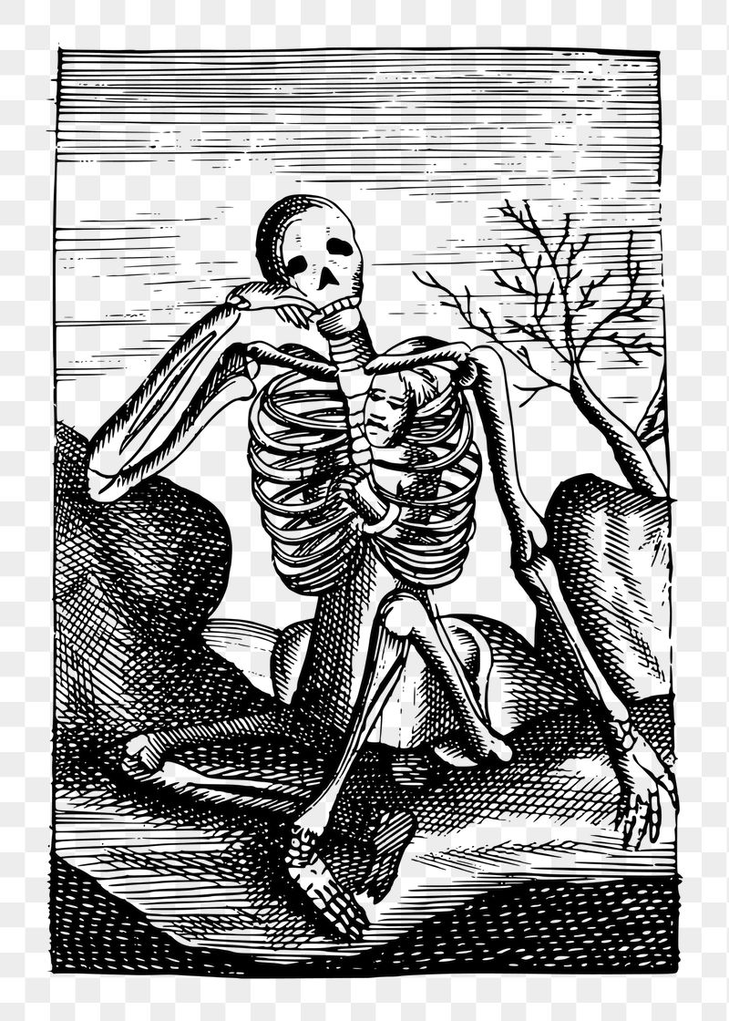 Thinking skeleton png sticker illustration, | Free PNG - rawpixel