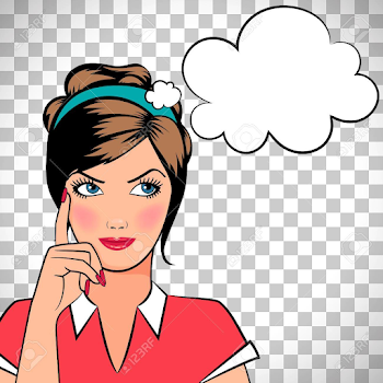 Thinking Woman In Pop Art Comic Style Isolated On Transparent ...