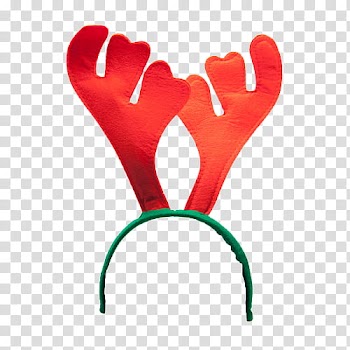 THIRD CHRISTMAS, green and red deer headband transparent background PNG clipart