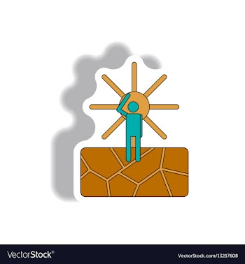 Thirsty man silhouette on cracked earth and hot vector image