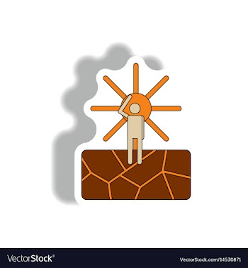 Thirsty man silhouette on cracked earth and hot vector image