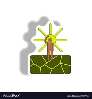 Thirsty man silhouette on cracked earth and hot vector image