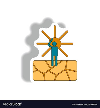 Thirsty man silhouette on cracked earth and hot vector image