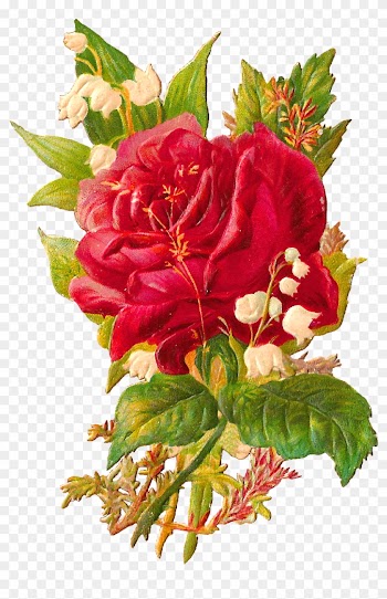 This Is A Very Pretty Victorian Scrap Of Large Red - Rose And Lily Of The Valley Tattoo