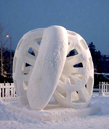 This Morin surface (left), carved out of snow at 4 meter scale ...