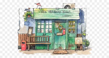 This One Summer Watercolor painting House Building - Watercolor house 