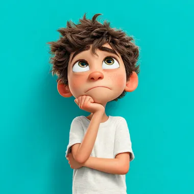 Thoughtful 8-Year-Old Latin Boy in Pixar Style Thoughtful 8-Year-Old Latin Boy in Pixar Style