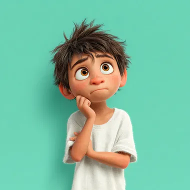 Thoughtful Latin Boy in 3D Pixar Style Thoughtful Latin Boy in 3D Pixar Style