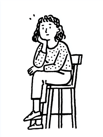 Thoughtful Woman Sitting on a Stool