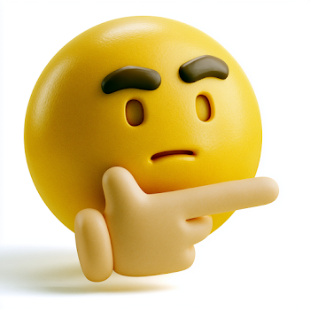 Thoughtful Yellow Emoticon with Hand Gesture