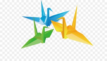 Thousand origami cranes Paper Orizuru - Vector colored paper cranes 