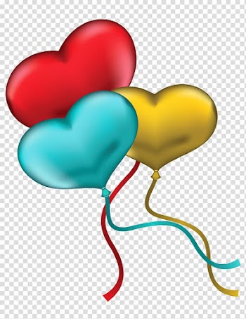 Three assorted-color heart balloons, Heart Balloon , Red Blue and Yellow Heart Balloons transparent background PNG clipart