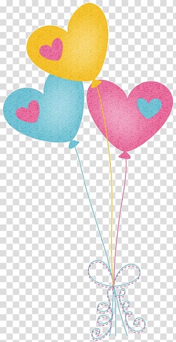 Three assorted-color heart balloons illustration, Toy balloon Drawing , heart transparent background PNG clipart