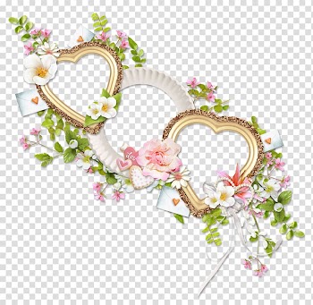 Three assorted-color heart-themed frames with flower accents, Frames Bordiura Cadre d'entreprise, love frame transparent background PNG clipart