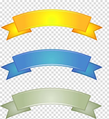 Three assorted-color ribbons, Ribbon Banner Illustration, Three ribbons transparent background PNG clipart