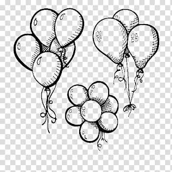 Three balloon illustration, Drawing Balloon Illustration, Three strings of balloons transparent background PNG clipart