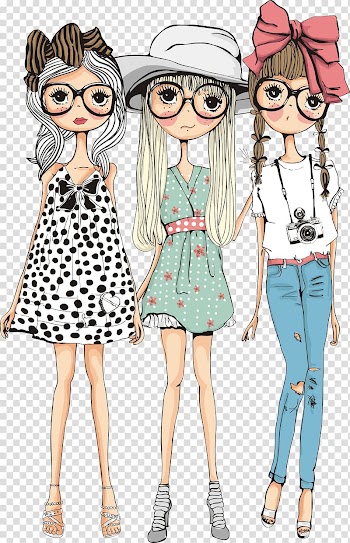 Three beautiful girls, three girl illustration transparent background PNG clipart