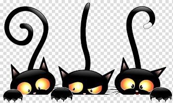 Three black cats, Black cat Halloween , Witch Cat transparent background PNG clipart