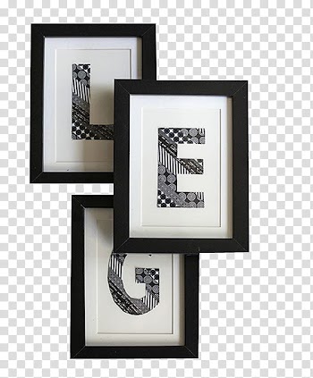 , three black wooden framed LEG frames transparent background PNG clipart