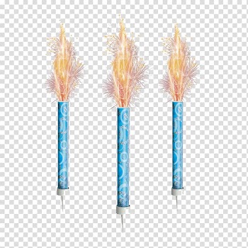Three blue fireworks illustration, Birthday cake Candle , Birthday Candles transparent background PNG clipart