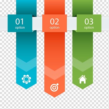 Three blue, red, and green Option print textiles, Infographic Banner Color, perspective element PPT transparent background PNG clipart