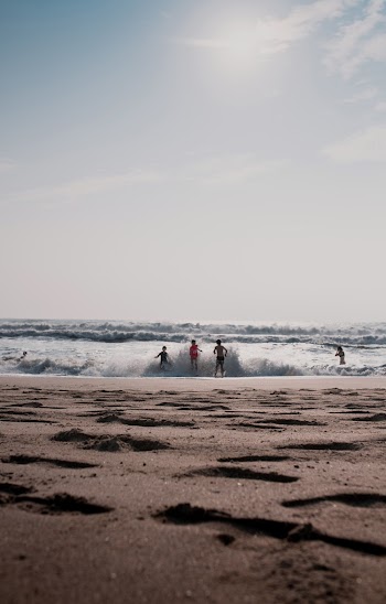Three Boys Walking on Beach