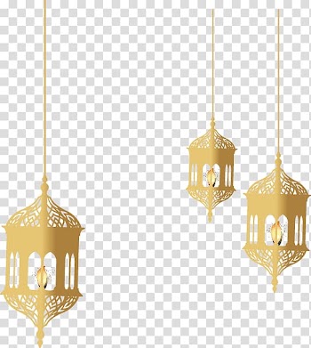Three brown and yellow lanterns illustration, Light fixture Yellow Lighting Pattern, painted Lighting transparent background PNG clipart