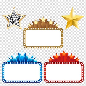 Three brown, blue, and red frames, Marquee Cinema , Movie background transparent background PNG clipart