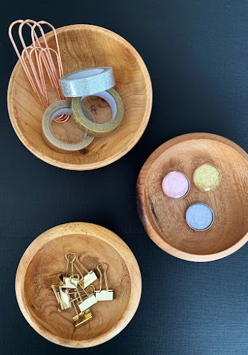 Three Brown Wooden Bowls