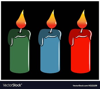three color birthday candles cartoon