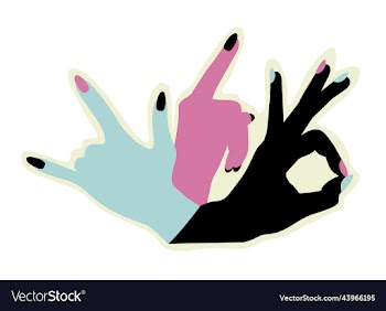 three colorful hands with various gestures