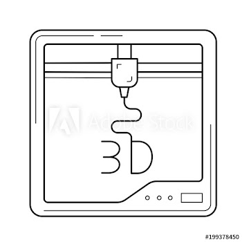 Three D printer app vector line icon isolated on white background