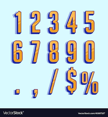 three dimensional orange numbers percentage and