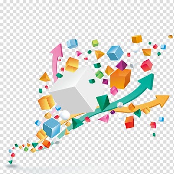 Three-dimensional space Euclidean Cube, colored arrows transparent background PNG clipart