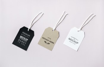 Three fashion label tag mockups Free Psd