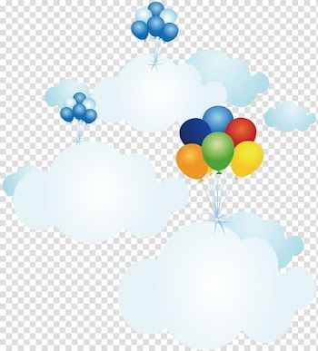 Three floating floating balloons and clouds , Cloud Animation Drawing Cartoon Speech balloon, Cartoon cloud balloon transparent background PNG clipart