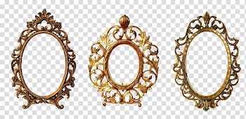 Three frames, Frames Gold Oval Ornament Decorative arts, oval frame transparent background PNG clipart
