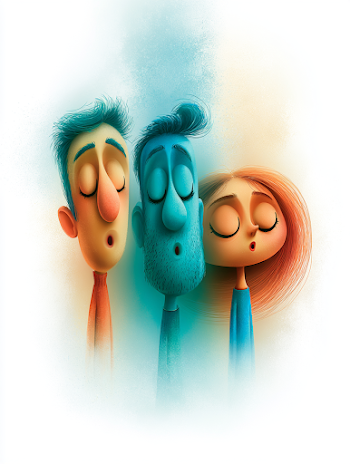 Three Friends Breathing Together