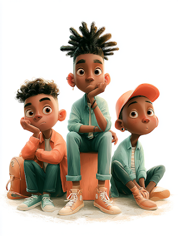 Three Friends Relaxing