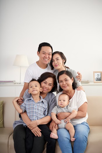 Three generations of asian  family Free Photo