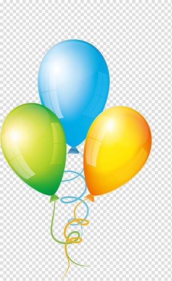 Three green, blue, and yellow balloons , Balloon, Three pearl balloons transparent background PNG clipart