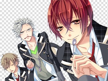 Three grey suited male anime characters transparent background PNG clipart