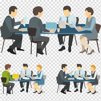 Three group of people sitting on table, Meeting Illustration, Business People transparent background PNG clipart