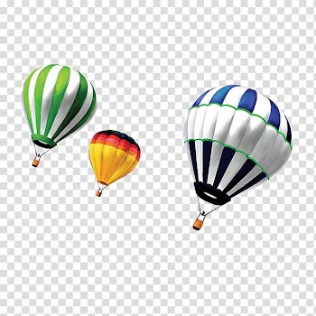 Three hot air balloons illustration, Hot air balloon Parachute, Balloon parachute element transparent background PNG clipart